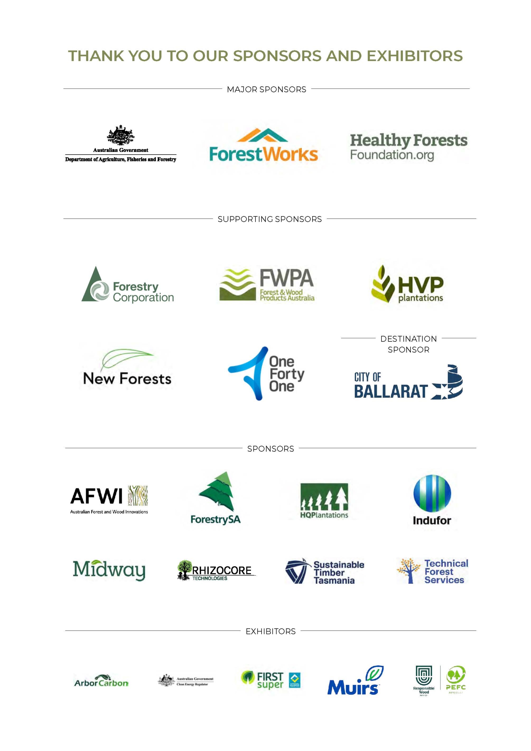 Sponsors thankyou 2024 Ballarat
